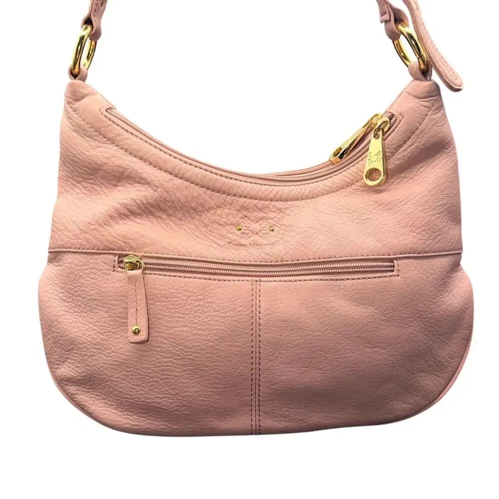 Stone Mountain Pink Leather Hobo Shoulder Bag Wallet Set Gold Hardware